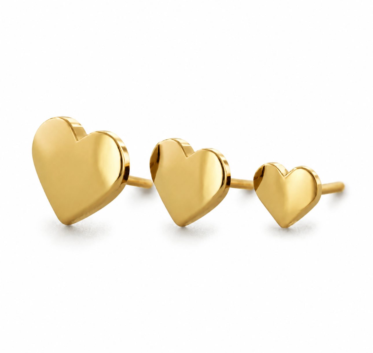NeoMetal 4 mm Heart Threadless Gem End and Flat Back Labret Post ASTM F-136 Titanium Gold Anodized Pair