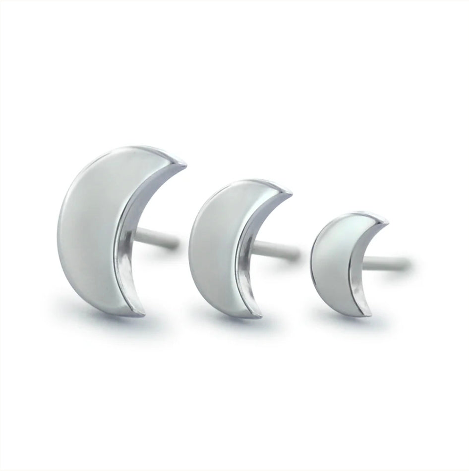 NeoMetal 4mm Moon Threadless End and Flat Back Labret Post ASTM F-136 Titanium Pair
